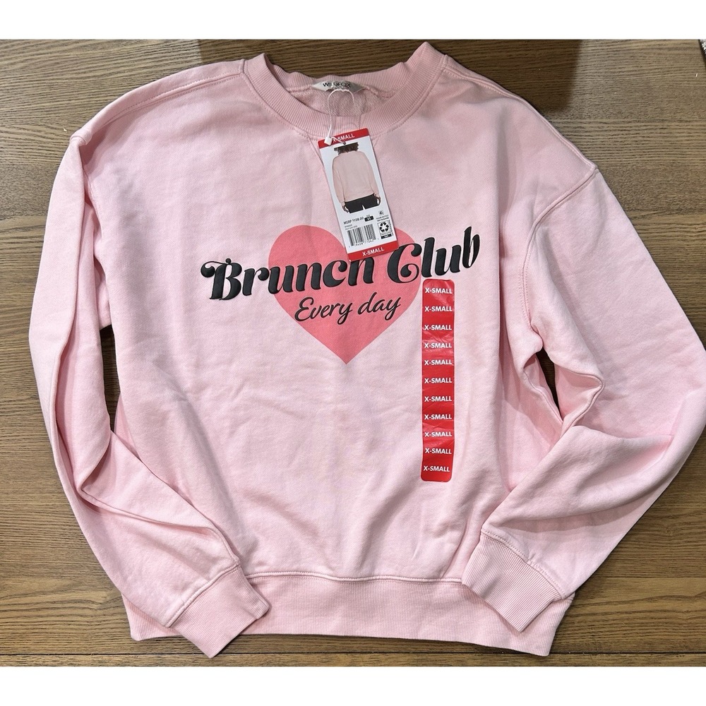 NWT Wildfox Brunch‎ Club Everyday Pink Sweatshirt Size XS